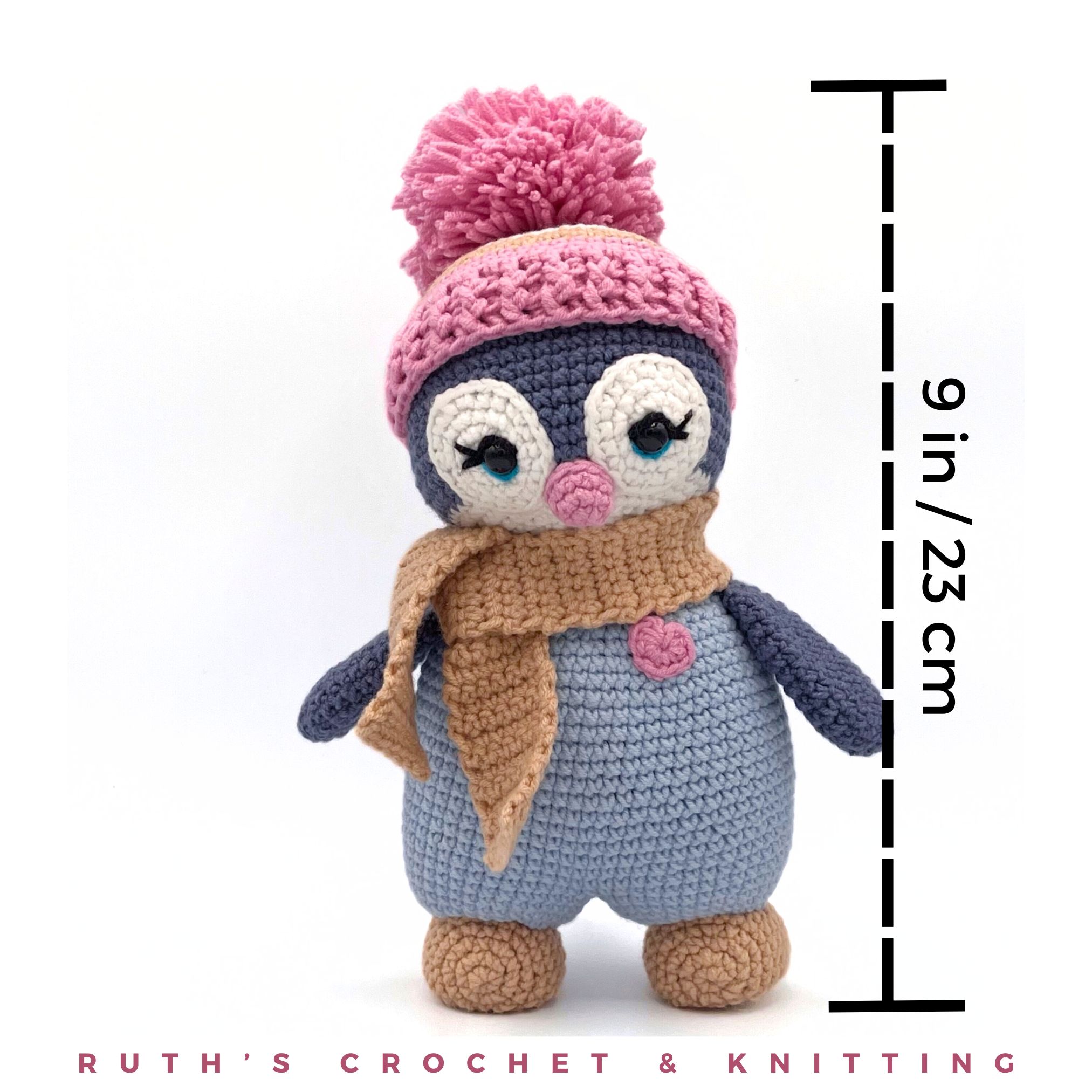 Crochet penguin toy – Handmade Eco-Friendly Plush with Pink Details for Babies & Nursery Gifts - Image 2