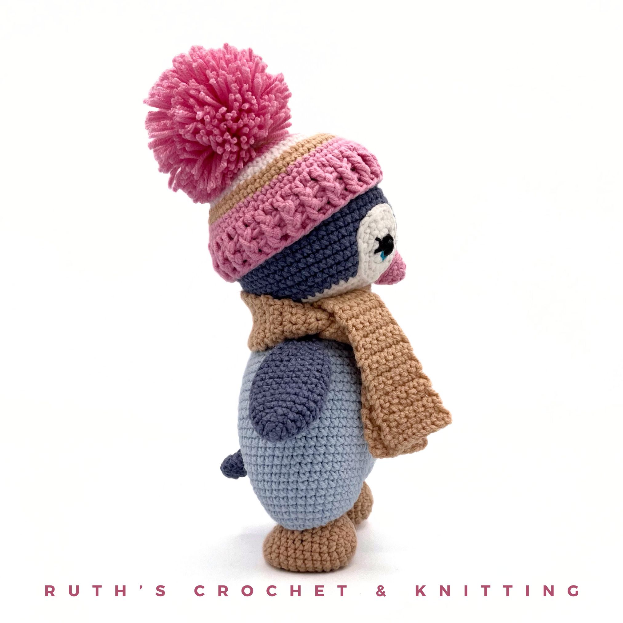 Crochet penguin toy – Handmade Eco-Friendly Plush with Pink Details for Babies & Nursery Gifts - Image 9