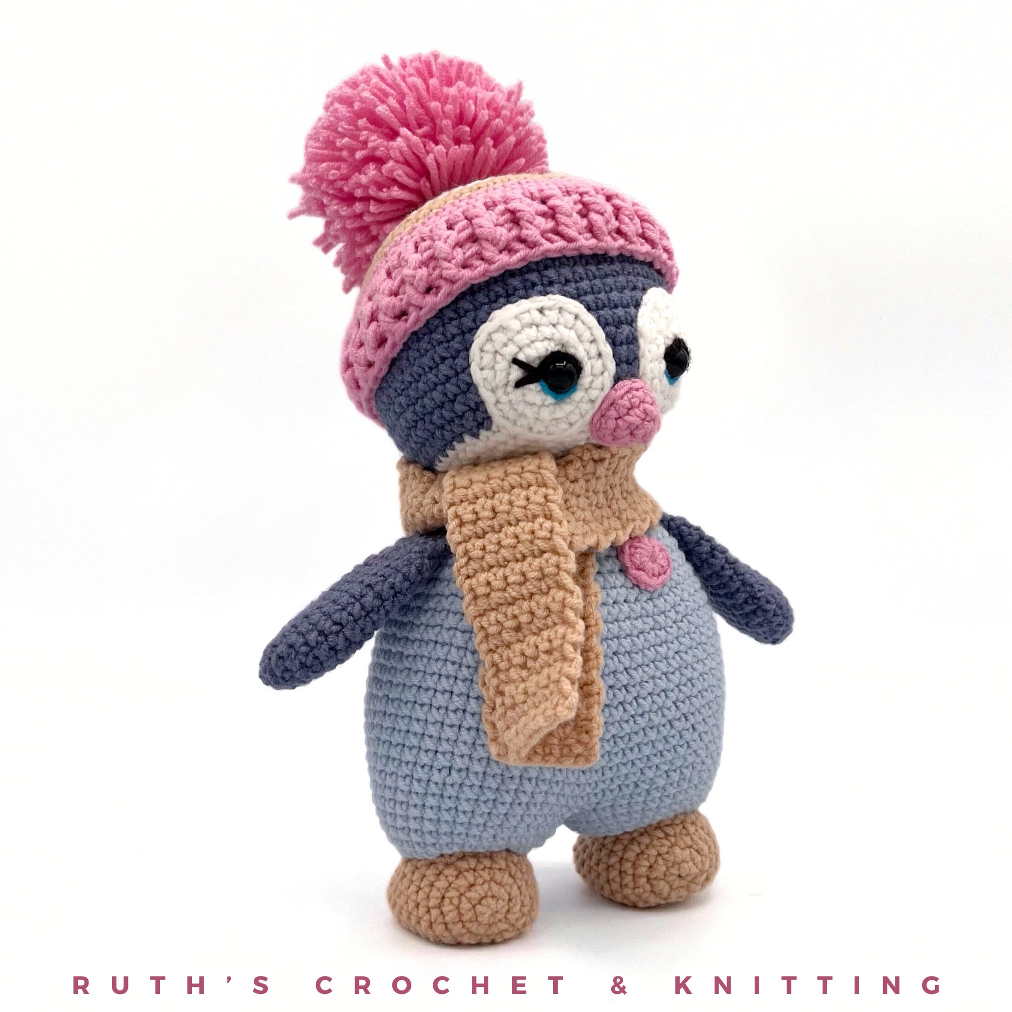 Crochet penguin toy – Handmade Eco-Friendly Plush with Pink Details for Babies & Nursery Gifts - Image 10