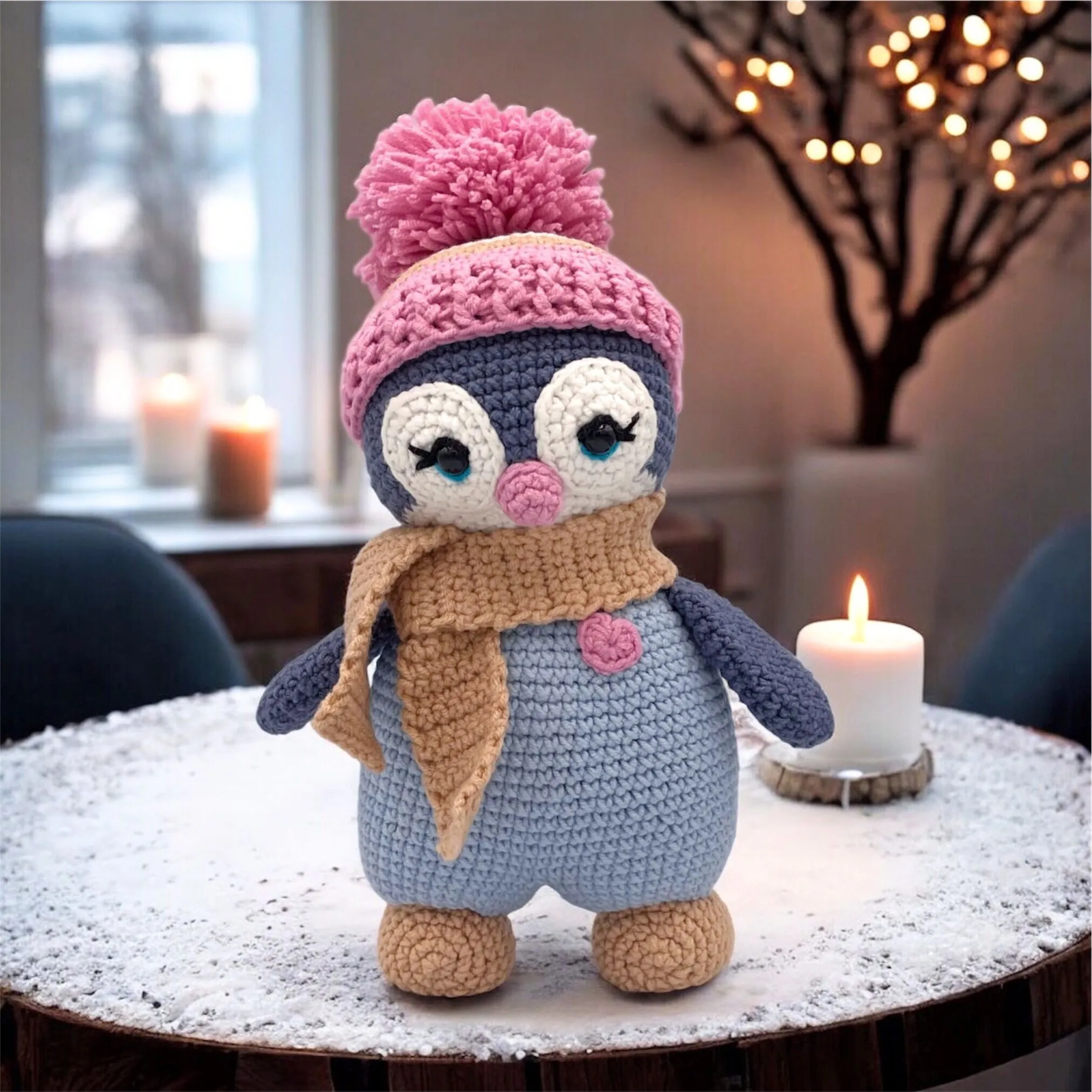 Crochet penguin toy amigurumi – eco-friendly stuffed animal toy, baby-safe gift for nursery décor or baby shower present.
