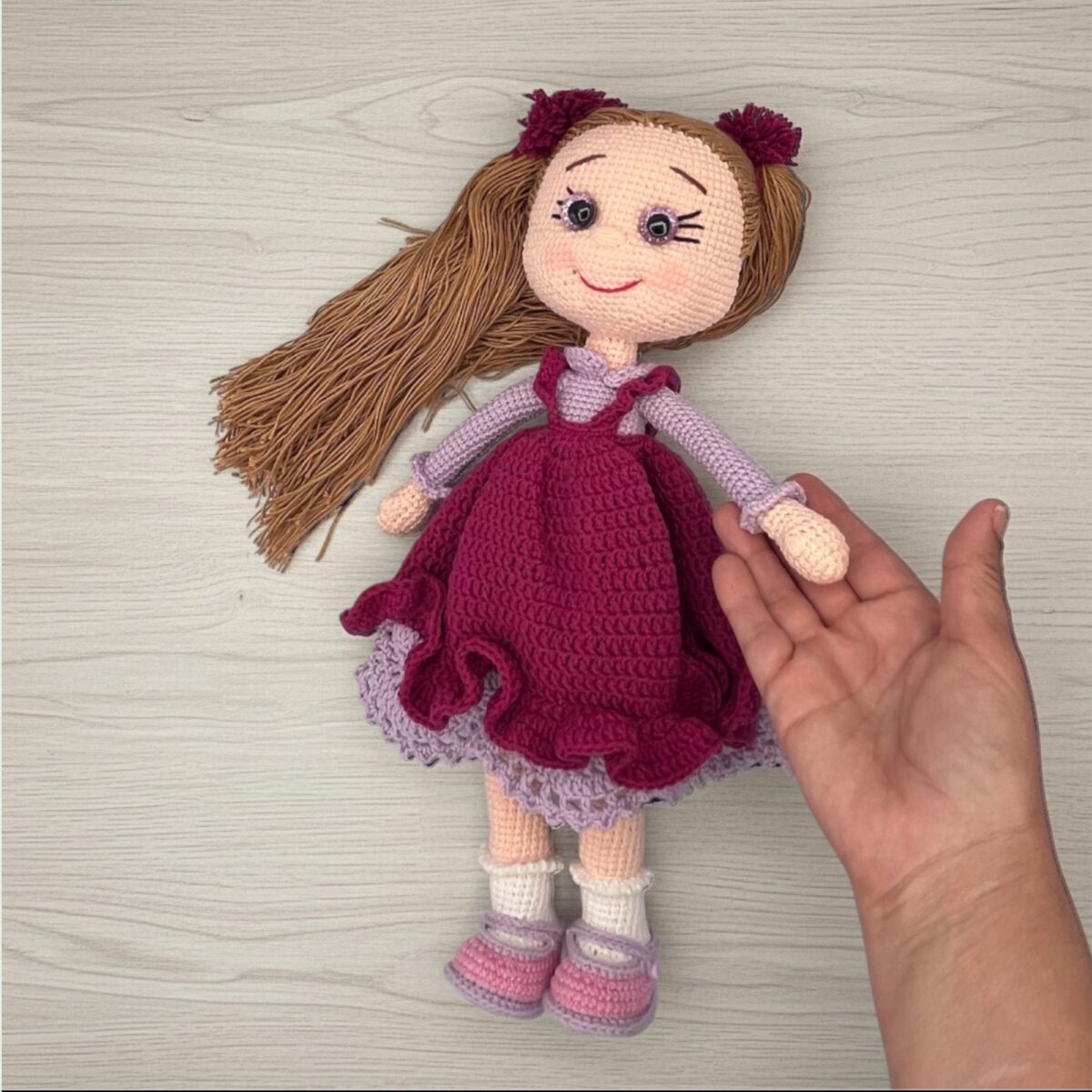 Crochet Amigurumi Doll with Ponytails & Removable Dress – 15 in / 38 cm – Cotton Blend – Collectible Doll - Image 3