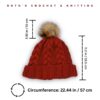Handmade Knit Beanie in Autumn Red – Cozy Winter Hat with Faux Fur Pom Pom - Image 5