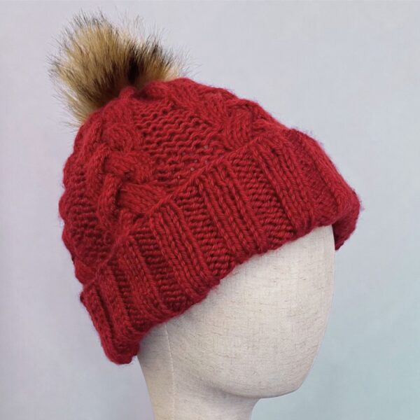 Bimbalo - Pom Pom Fur Knit Hairband  - Red