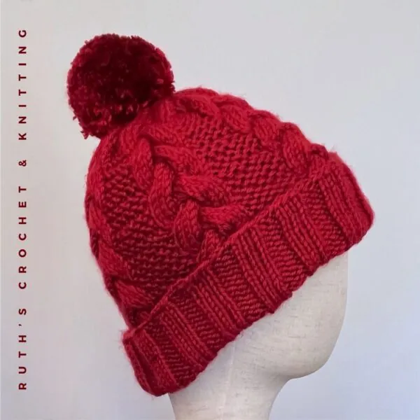 Gorro con pompón de hilo, trenzado - Imagen 8