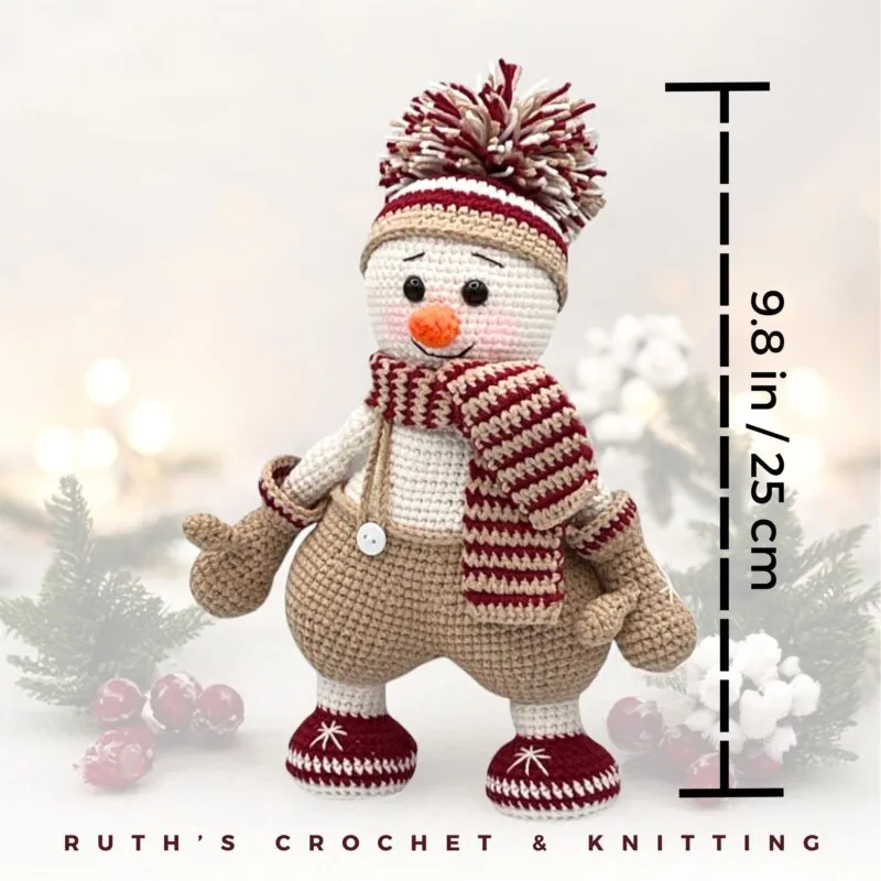 Handmade Crochet Snowman – Amigurumi Christmas Decor & Soft Plush Toy – Winter Shelf Ornament & Holiday Gift for Kids - Image 2