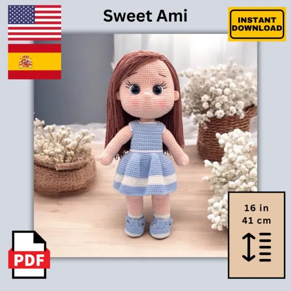 Patrón Muñeca Crochet PDF - Dulce Ami - Inglés y Español