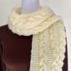 Handmade Cable Knit Off White Scarf – Braided Winter Scarf - Image 3
