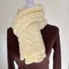 Handmade Cable Knit Off White Scarf – Braided Winter Scarf - Image 4