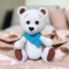 Handmade White Crochet Bear amigurumi – soft nursery plush toy, ideal as baby shower gift or first birthday keepsake, eco-friendly materials